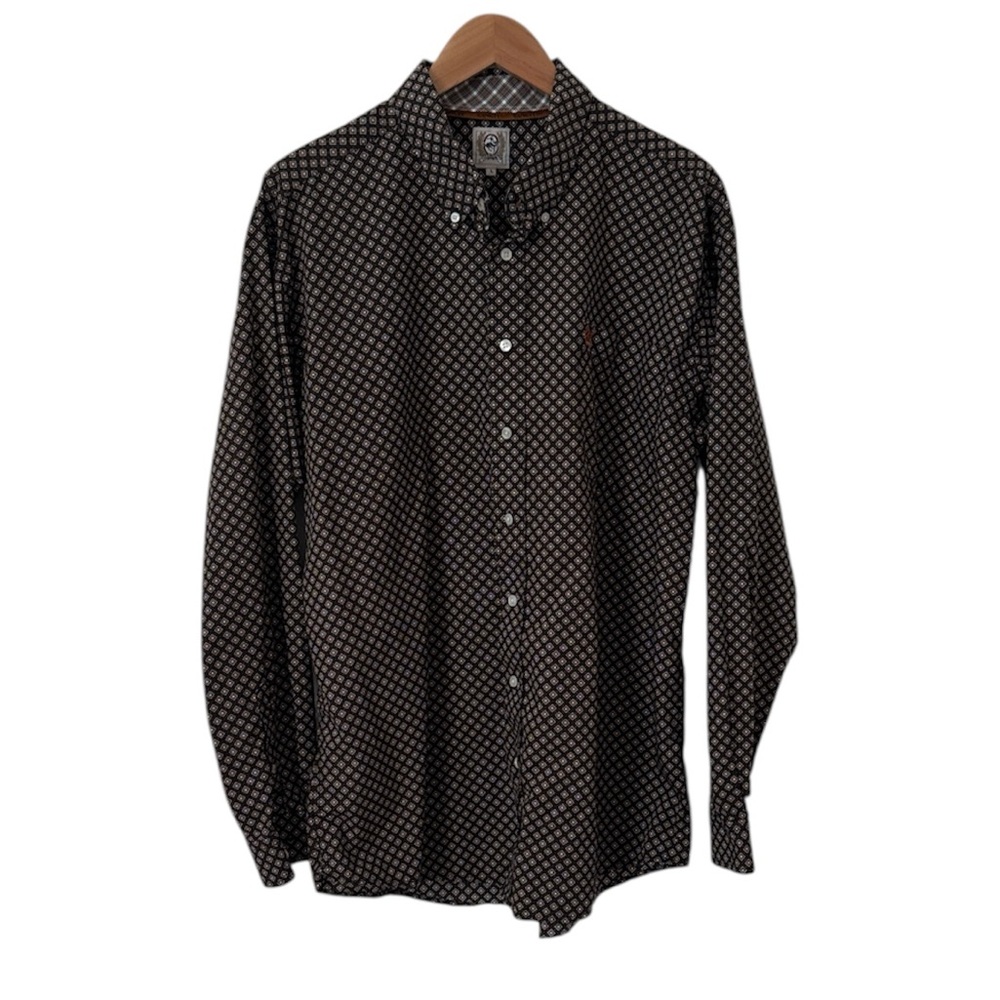 Men’s Cinch Button Down Shirt Geometric Print Large